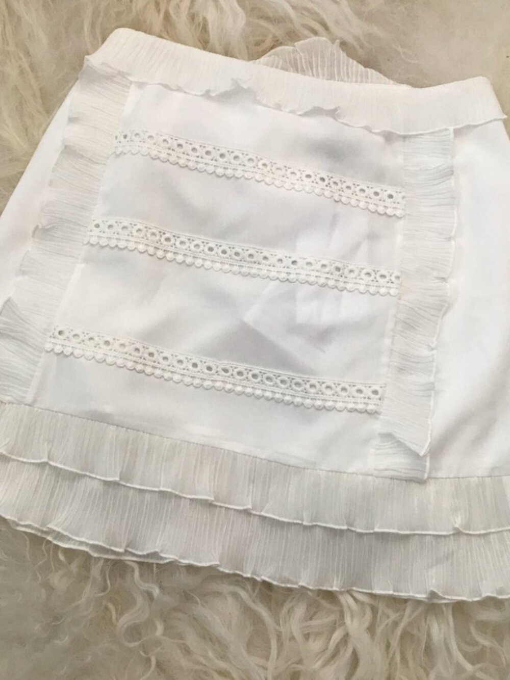 IRO Ruffled plissé gauze-trimmed crepe skirt 0946 - Picture 5 of 8